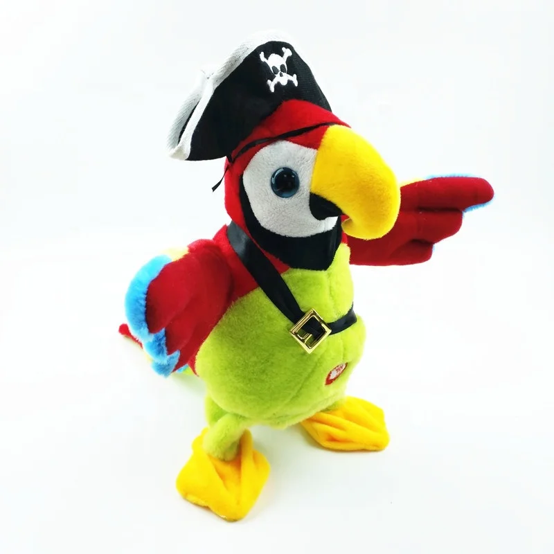 Popular Plush Recording and Repeating Parrot Electric Talking Parrot Toy Bird with Sea Robber Costume
