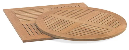 Restaurant Outdoor Teak Slat Square Table Natural Wood Round Dining Table Top