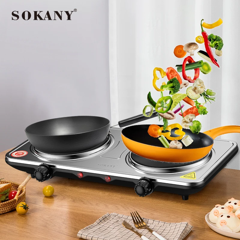 Electric Induction Cooker Sokany New Design 2 Heads 2200w Infrared
