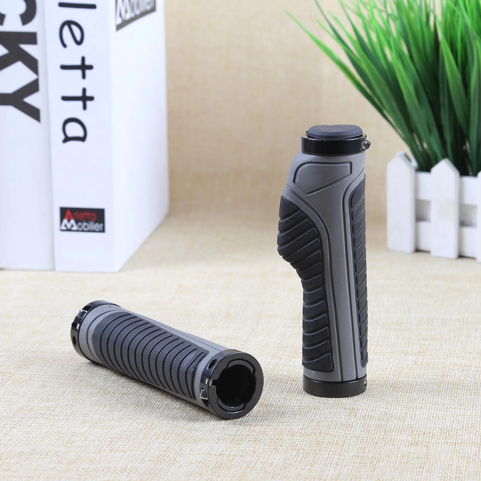 Manopole Per Manubrio Bici Con Serratura - Doppia Chiusura In Alluminio Da 22mm, Gomma Antiscivolo, Per MTB, BMX, Bici Pieghevoli