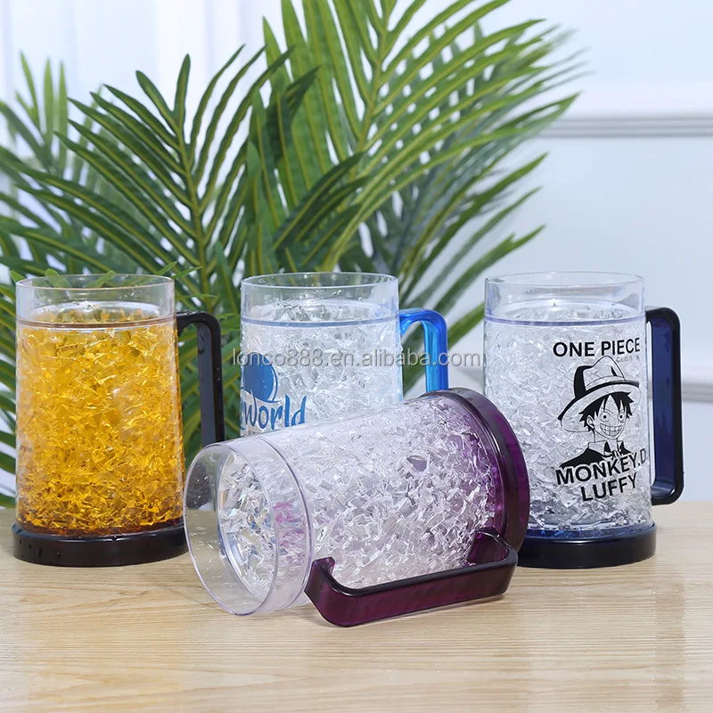 Cooling Beer Mug Drinking Glasses Cups Clear 16oz Double Wall Gel