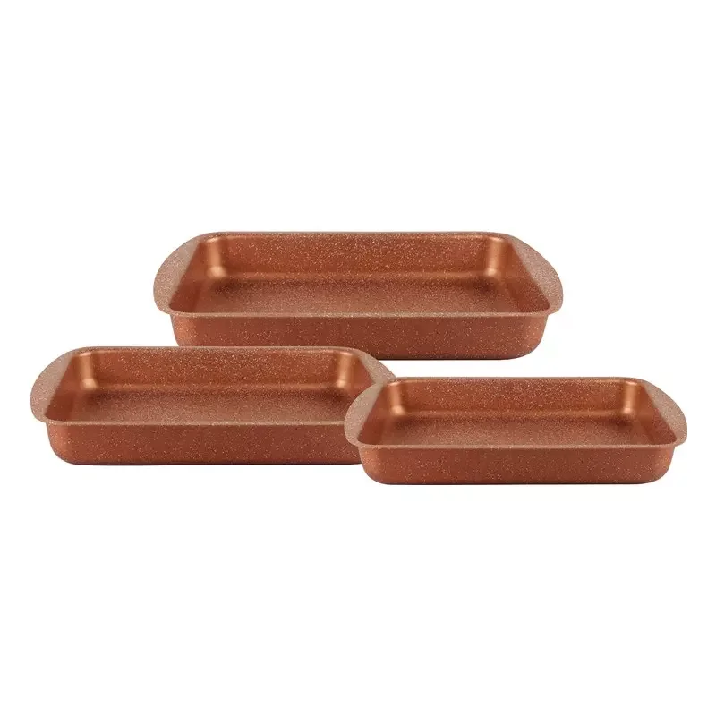 Rectangle Aluminum Nonstick 3pcs Roaster Pan Set Square Baking Pan for Oven square Bakeware