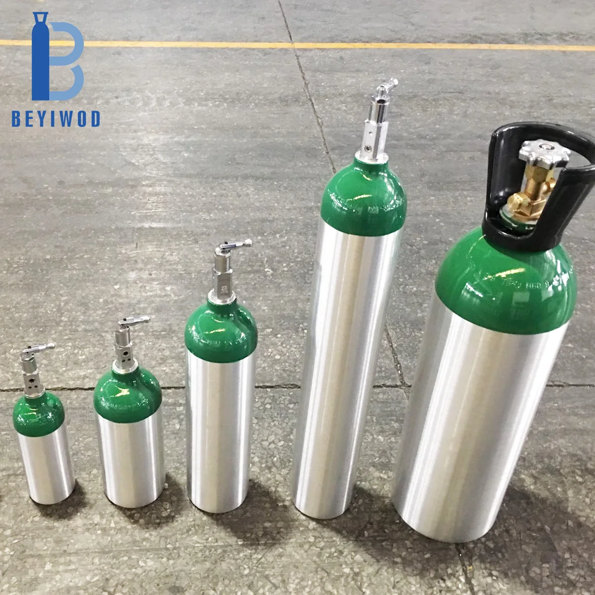 高圧アルミニウム製O2シリンダー（2216psi、DOT-3AL規格、医療用タンク）