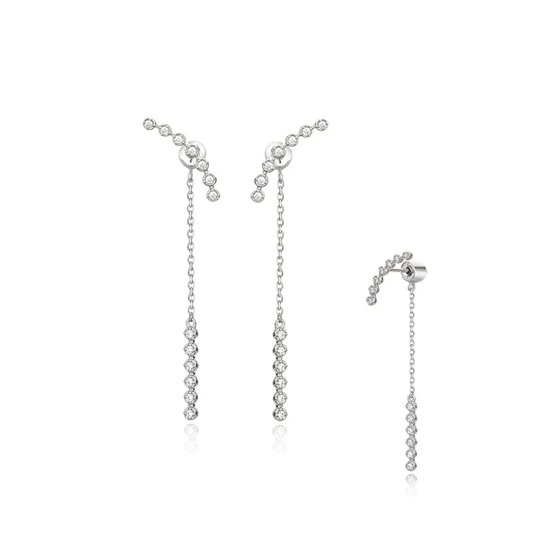 Manufacture Jewelry Elegant Long Earring Women Crystal Rhinestone Sterling Silver Korean Earring Dro(图3)