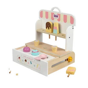 Simulation Play House Summer Popsicle Scoop Toy Wooden Ice Cream Dessert Pretend Toys Set