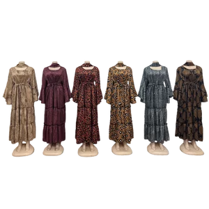 Wholesale Large Size Spring Elegant Casual Women's Long Sleeve Stitching Leopard Print Dress