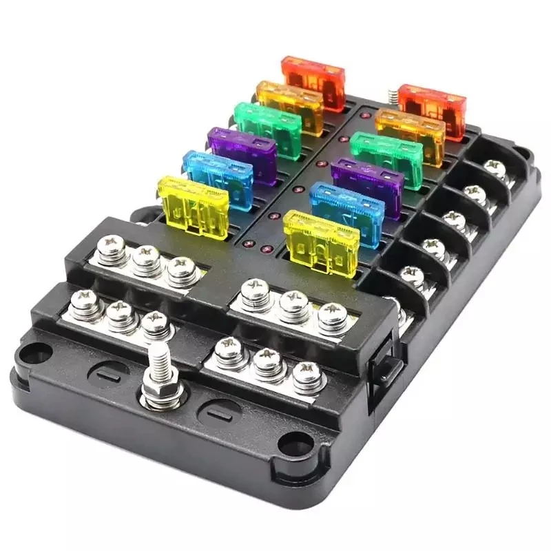 Dc 12v 12 Circuit Led Blade Fuse Holder Terminal Block 12 Way Automotive Marine Fuse Box - Buy 12 Circuit Blade Fuse Holder,12 Way Car Cart Yacht Vehicle Led Fuse Box,Waterproof Dust-proof | Add On Automotive Fuse Box | | Alibaba
