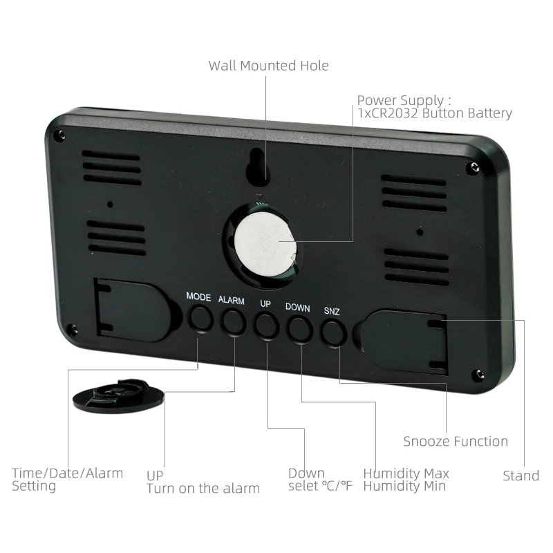 Smart Alarm Clock Snooze Time Digital Calendar Temperature Display Desk Table Wall Clocks Backlight Large Digital Wall Clock