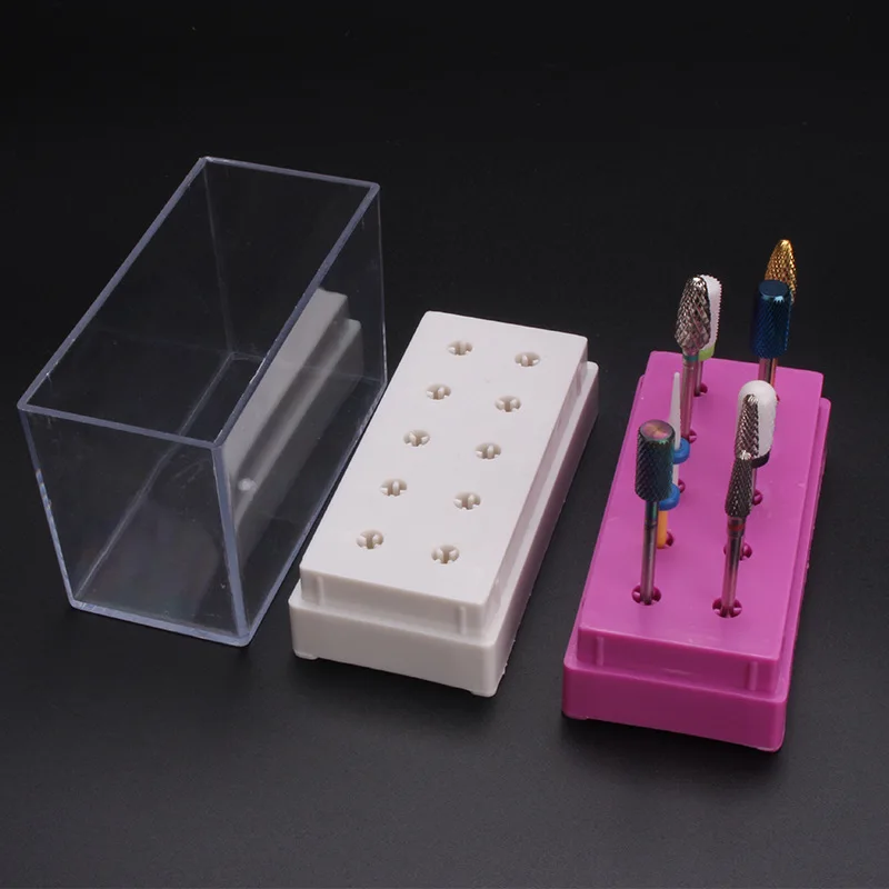 10 Slots Clear Electric Nail Drill Bits 