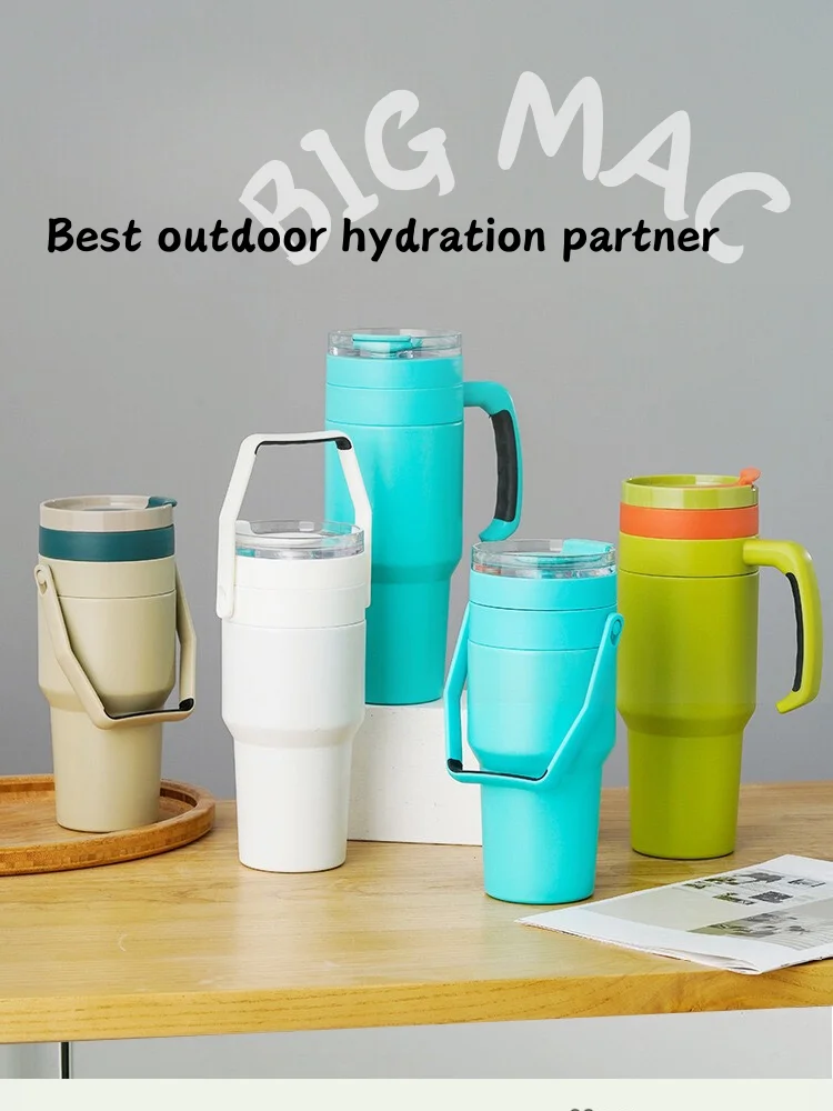 Wholesale custom 40 oz double wall insulated stainless steel coffee tumbler 30oz 40oz outdoor travel mugs with handle