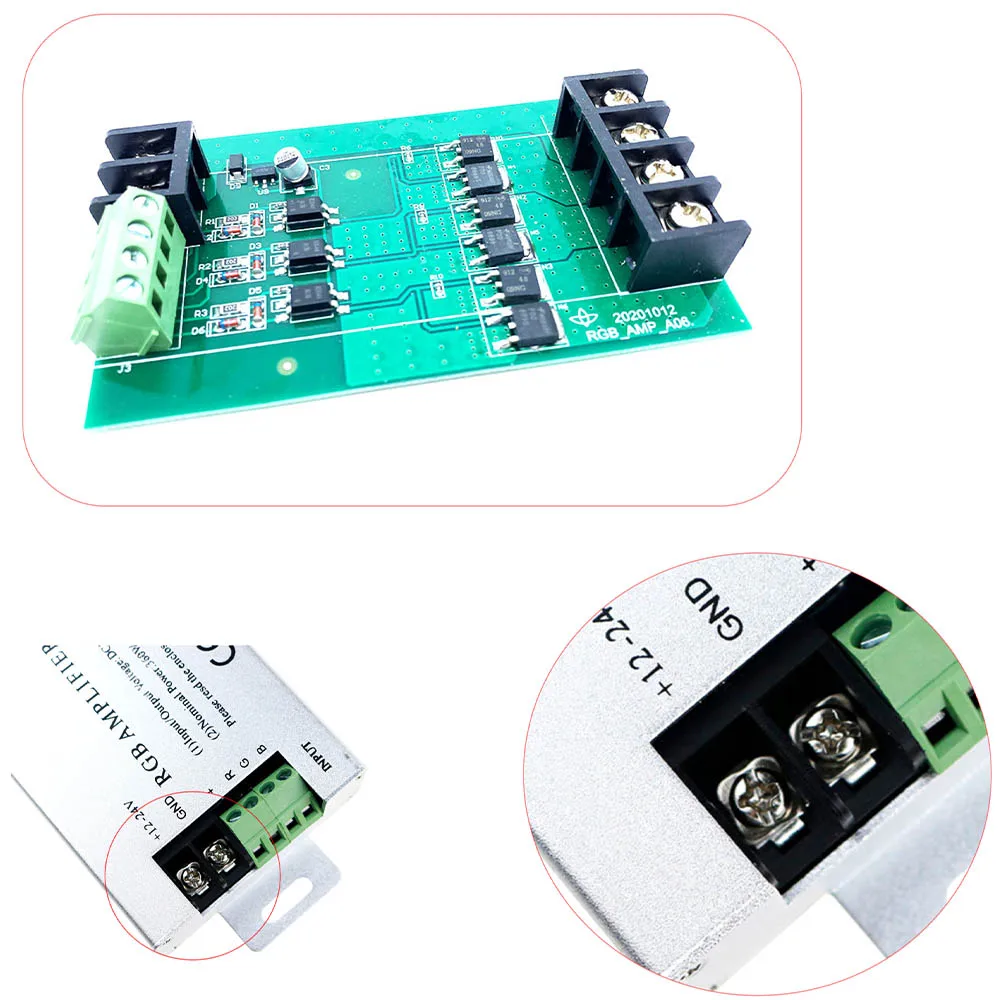 Amplificateur RGB 30A 360W - 1 Pièce, Compatible Bande LED RGB, Drain 3 COMS - Certifié CE RoHS - 11