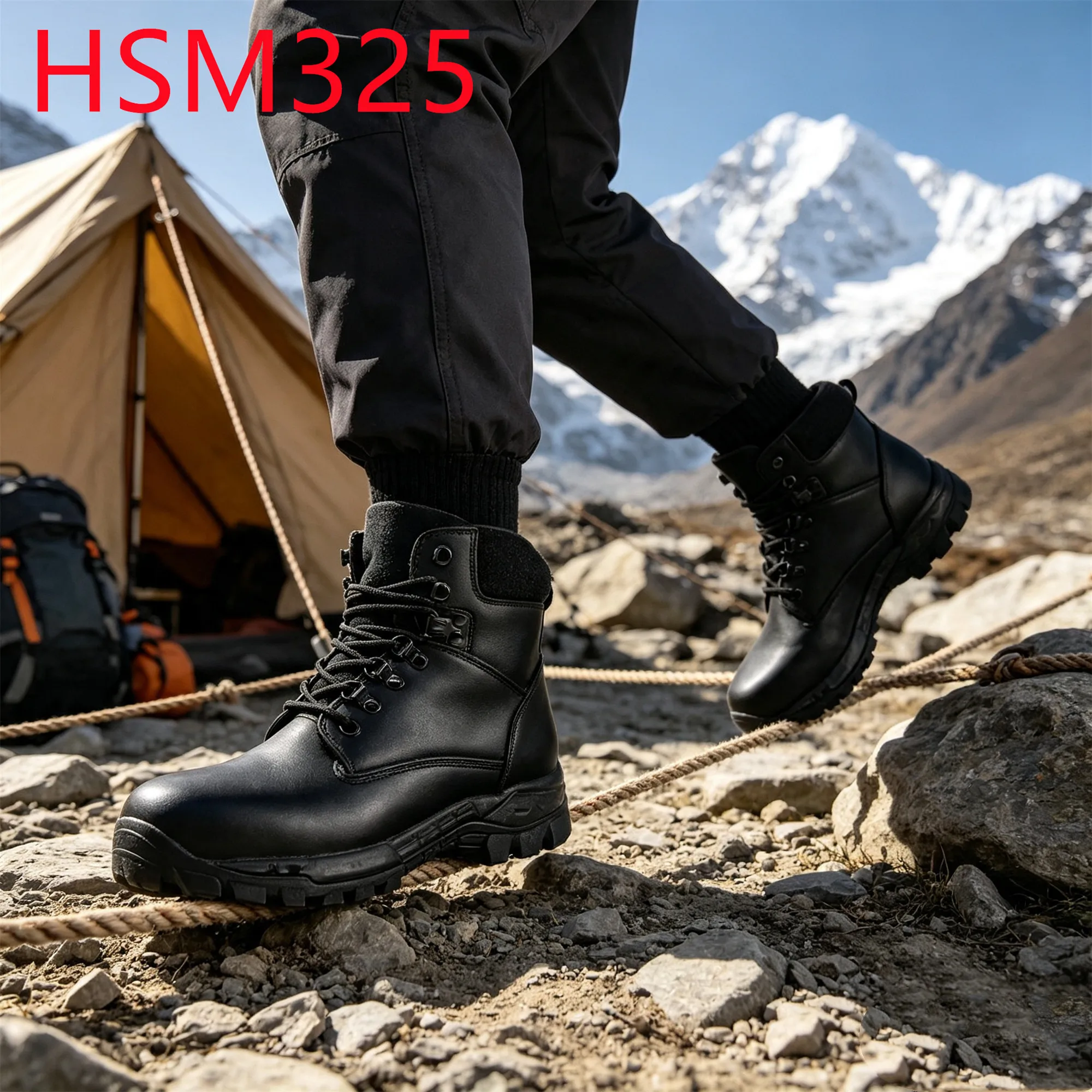HY,Training Base High-rebound PU+rubber Sole Hua Singh Combat Boots Size 36-47 Steel Toe Insert 6 Inch Men Leather Boots HSM325