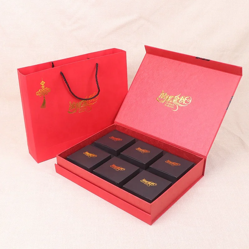 Custom logo recyclable luxury fashion folding magnetic moon cake gift packaging paper box