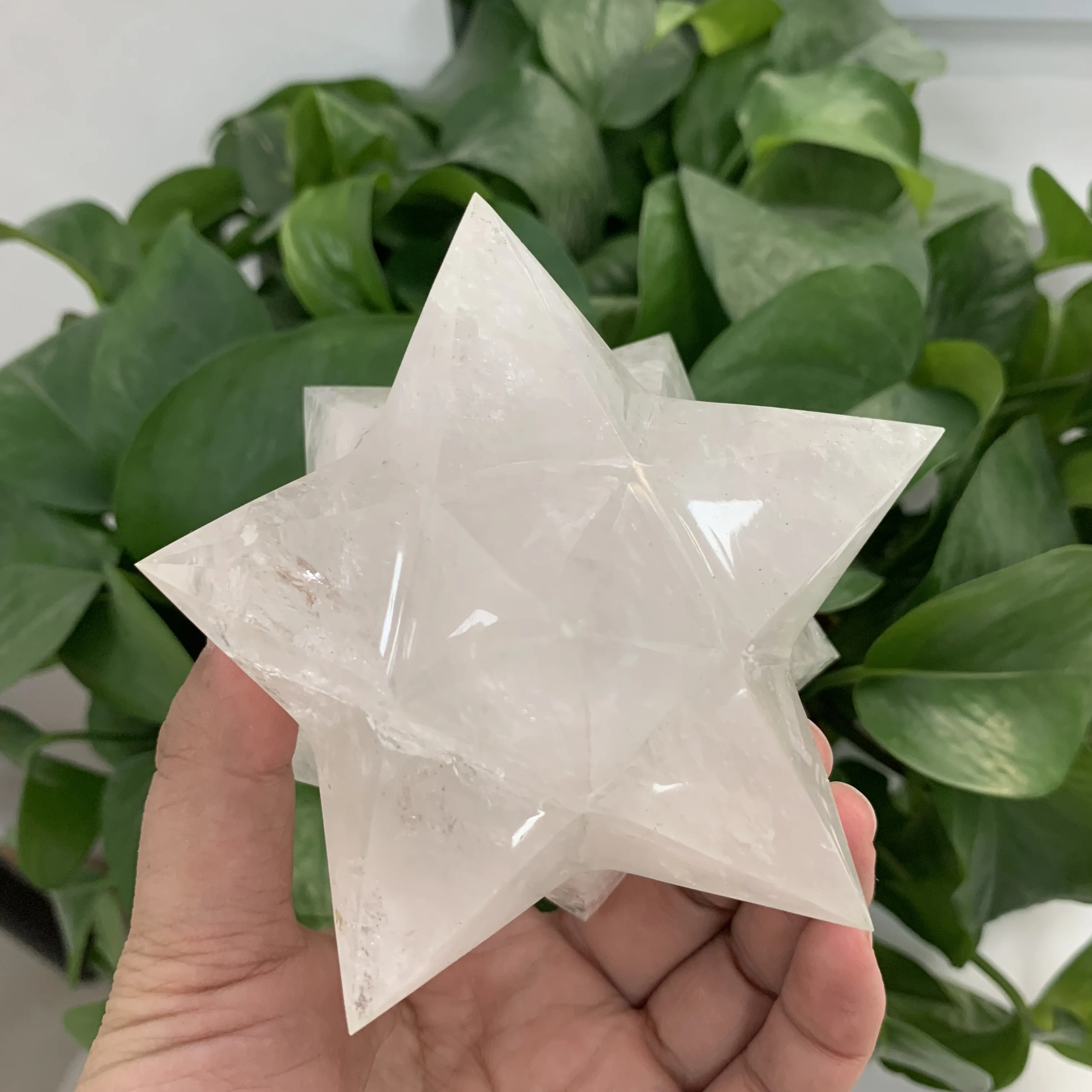 Natural Clear Quartz Crystal 12 Points Merkaba Star for Healing Decoration