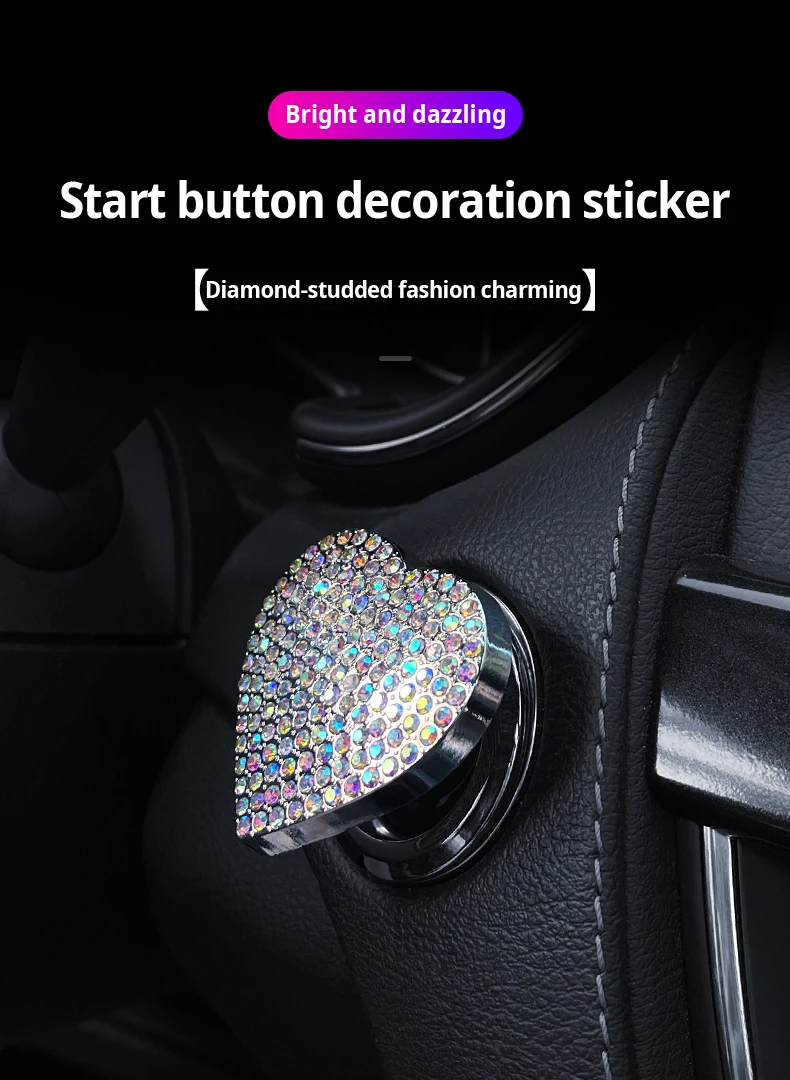 Car Diamond Interior Car Button Decoration Ring Crystal Push Start