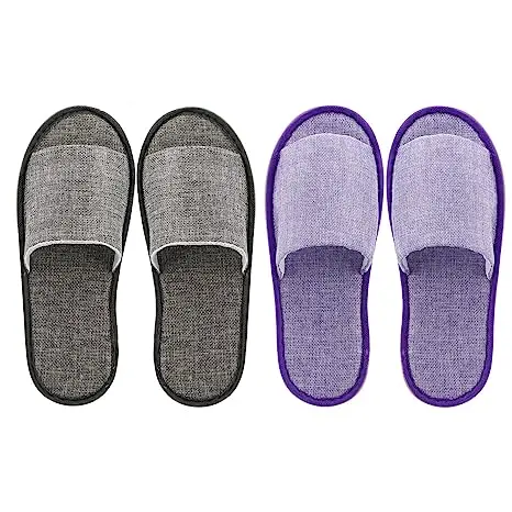 Custom Lightweight Custom Summer Disposable Guest Hotel Linen Spa Slippers Open Toe For Men Women