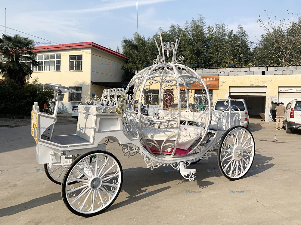 Luxurious Diamond-embellished Custom Pumpkin Horse Carriage Wedding ...