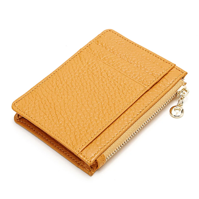 Genuine Leather RFID Blocking Multi Card Case Womens Ladies Wallet with Zipper Pocket