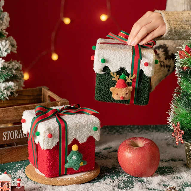 Wholesale Flannel Gift Box Christmas Apple Bag Apple Candy Christmas Packaging Boxes