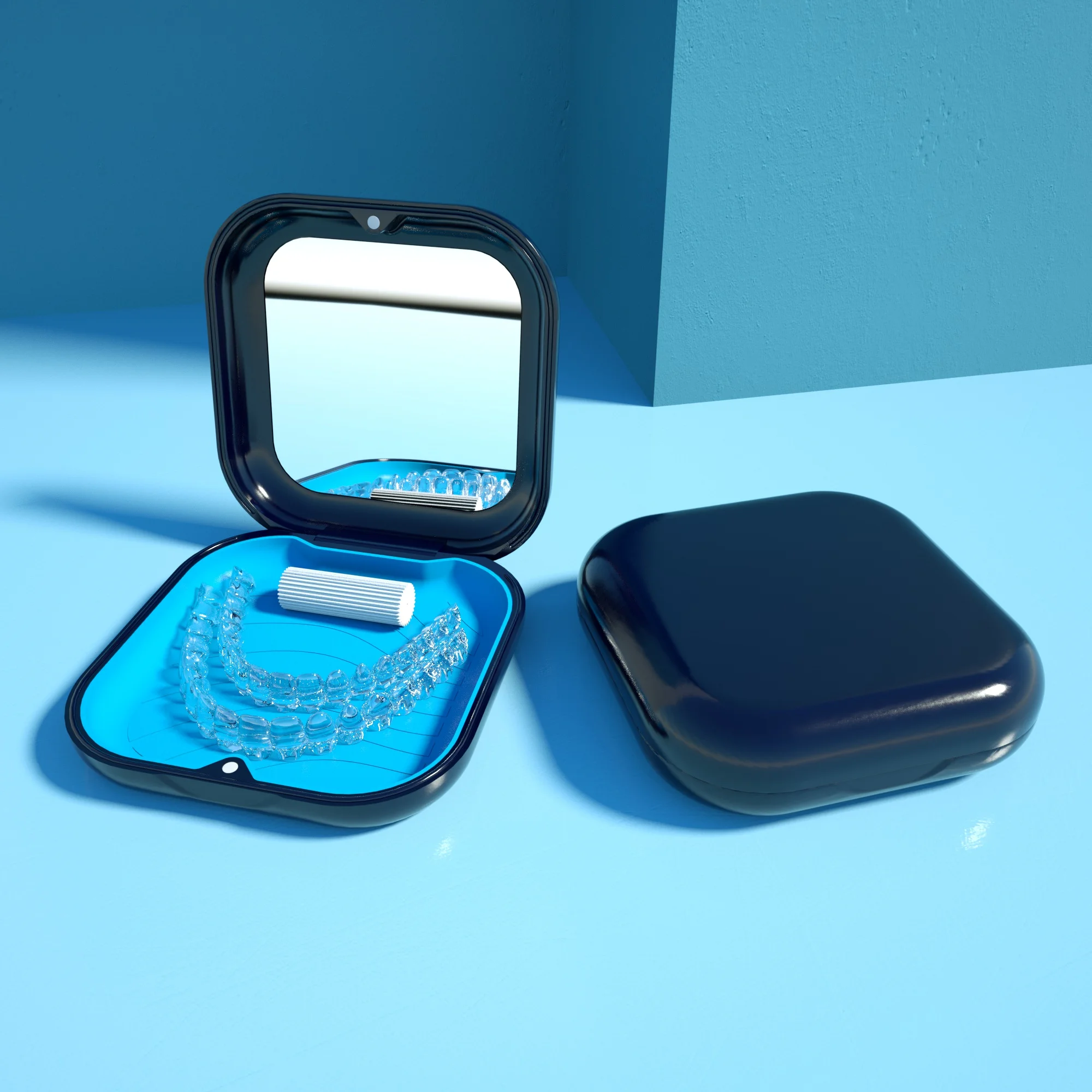 Невидимый ящик для хранения черный белый магнитный держатель зубных протезов фиксатор Защитный Контейнер