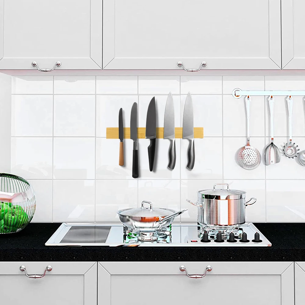 Bambo кухня Магнитный настенный держатель для ножей магнитный держатель для ножей для кухни полосы деревянный чернильная подставка 16 Inch блоки и пакеты в рулоне