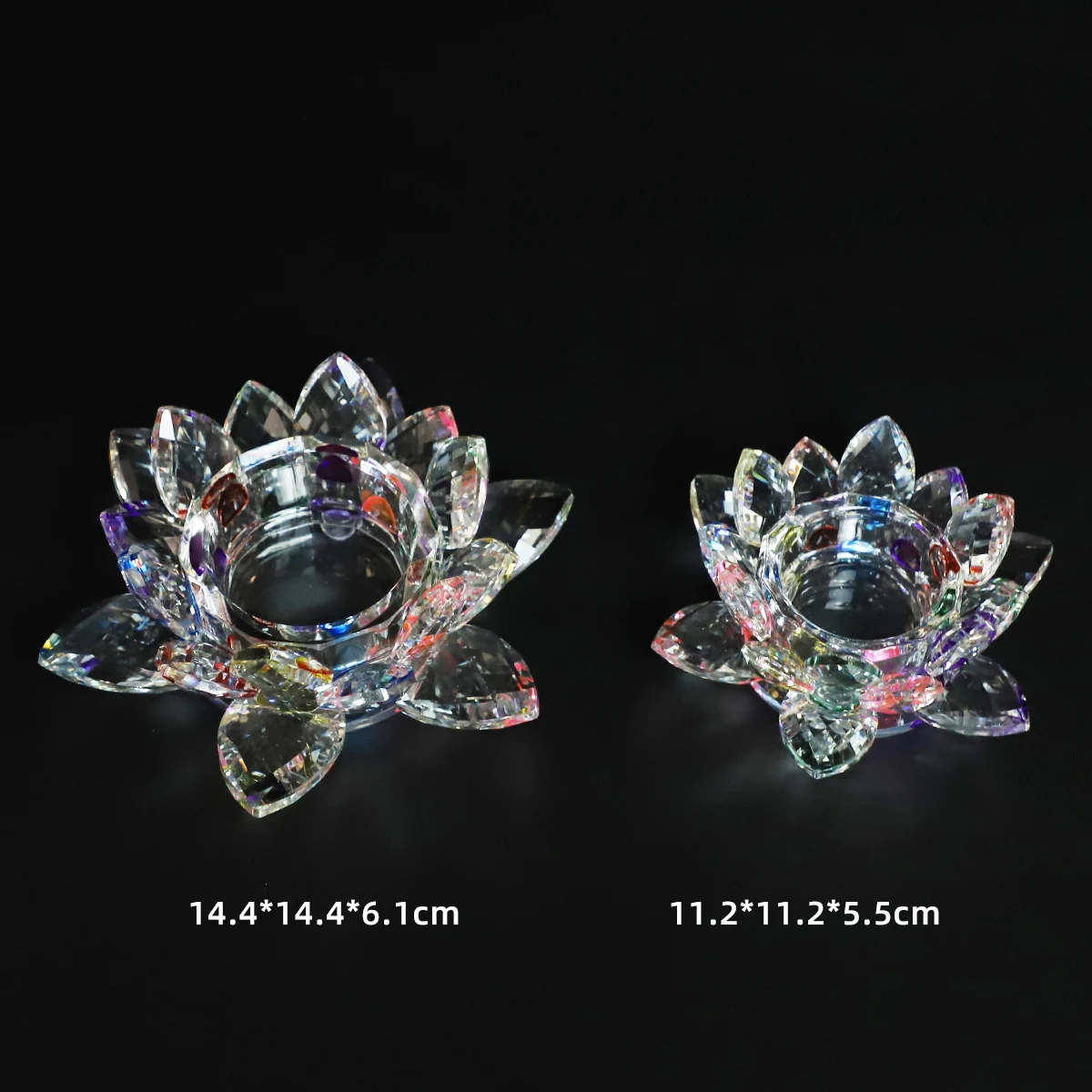 Vintage Luxury Multi-color Lotus Figurine Tealight Candle Holder Crystal Votive Candle Holder details