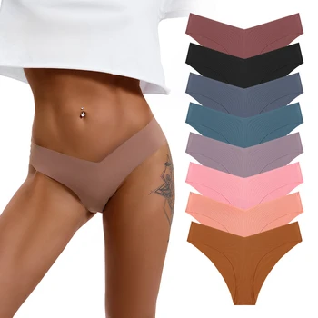 Women Sexy Ice Silk Panties Low-waist Temptation Lingerie G String Traceless Ultra Thin Fast Drying Underwear