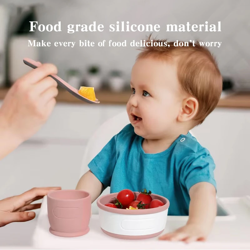 Conjunto de Utensílios de Silicone de Grau Alimentar Ecológico e Livre de BPA para Bebês e Crianças