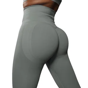 Seamless High Waist Yoga Leggings for Women with Smile Print Peach Lift Tight Pants