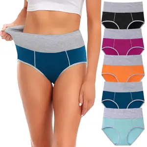 Cotton Breathable Elastic Hid-Waist Women Cotton Panties Wholesale Everyday Panties Briefs for Women