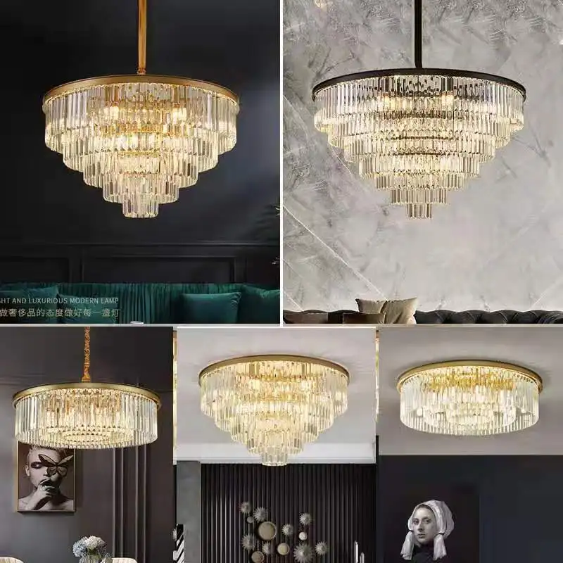30-inch Smoked Glass Crystal Rectangular Crystal Fringe Prism Chandelier