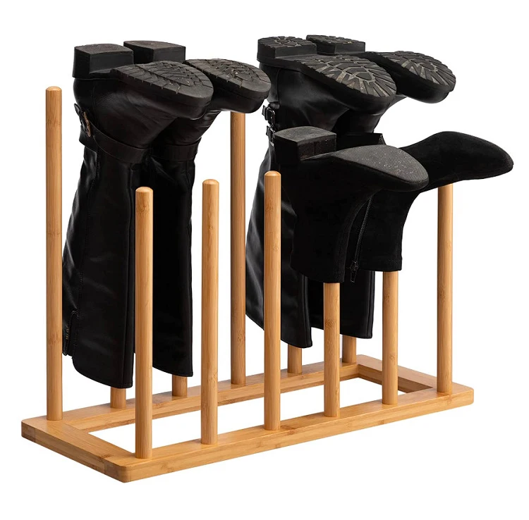 Solid Wood Freestanding Boot Rack with 12 Tall Posts Entryway Rain Boot ...