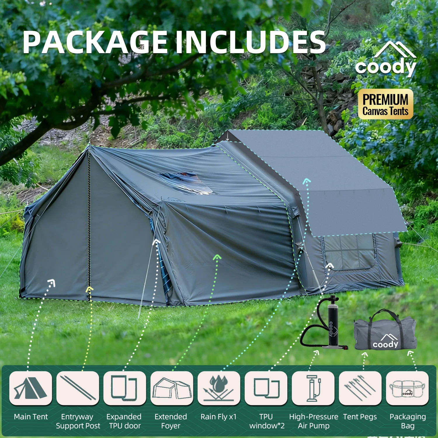 クーディ製造 クーディインフレータブルテント8.0pro 高品質キャンプテント