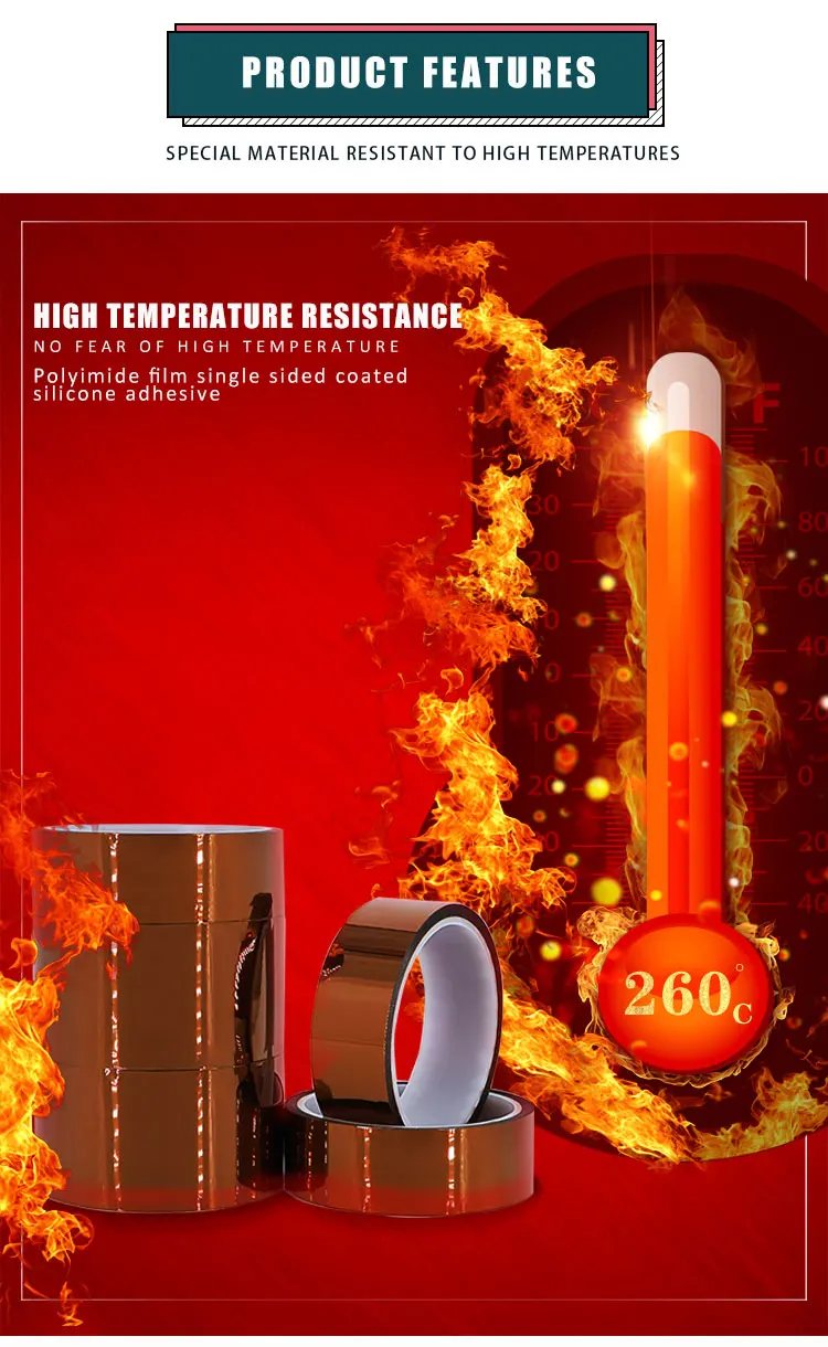Double Sided Cellophane Esd Amber Film Polyimide Pi Adhesive Heat
