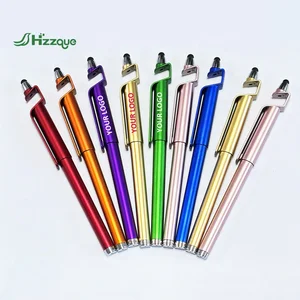 Promotional 3-in-1 Mobile Holder Soft Touch Screen Pen Ballpoint Custom Logo Multifunctional Ball Stylus Made Durable Plastic
