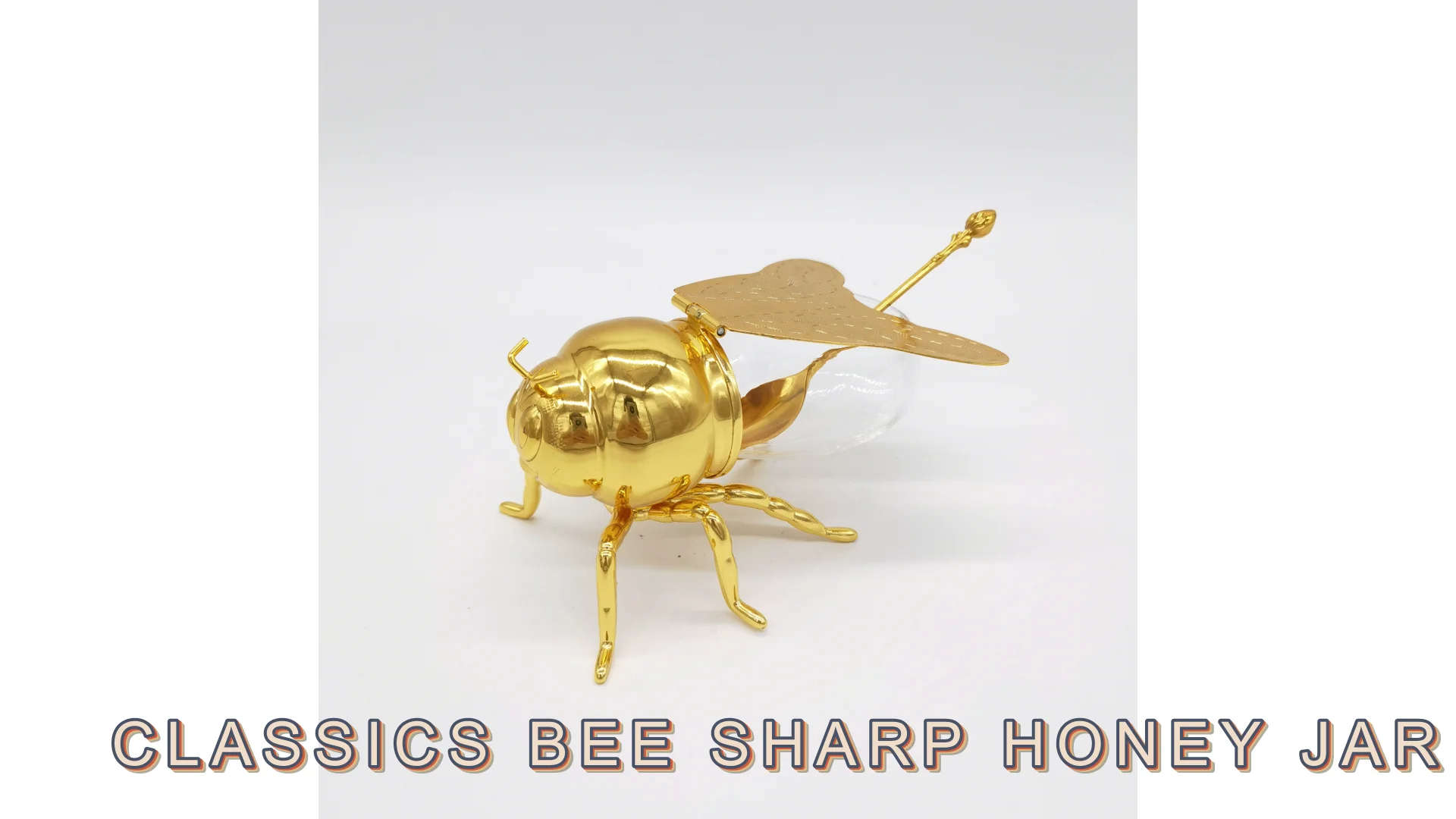 Cute Design Golden Bee Honey Jar Restaurant Metal Crafts Sugar Salt