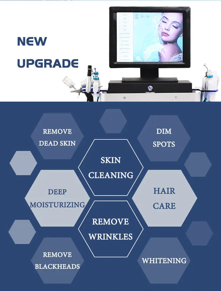 14 IN1 Aesthetic Medicine Hydro Beauty Facial Hydrodermabrasion Jet Peel Machine Skin Cleansing Tightening Wrinkle Removal