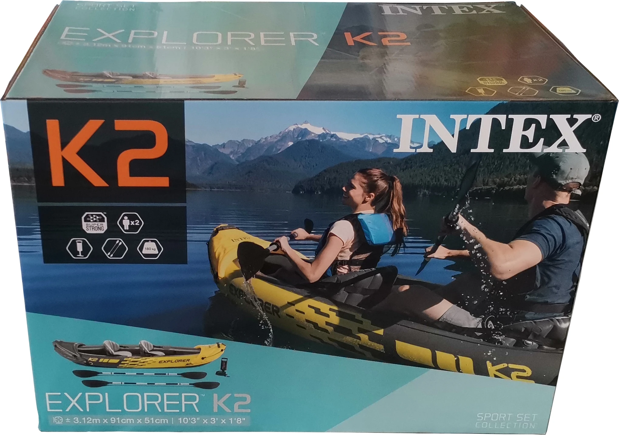 Intex 68307 K2 Kayak 2 Person Outdoor  Professional  Inflatable  Rowing Boat Inflatable Kayak With Paddle for Sport Gaming