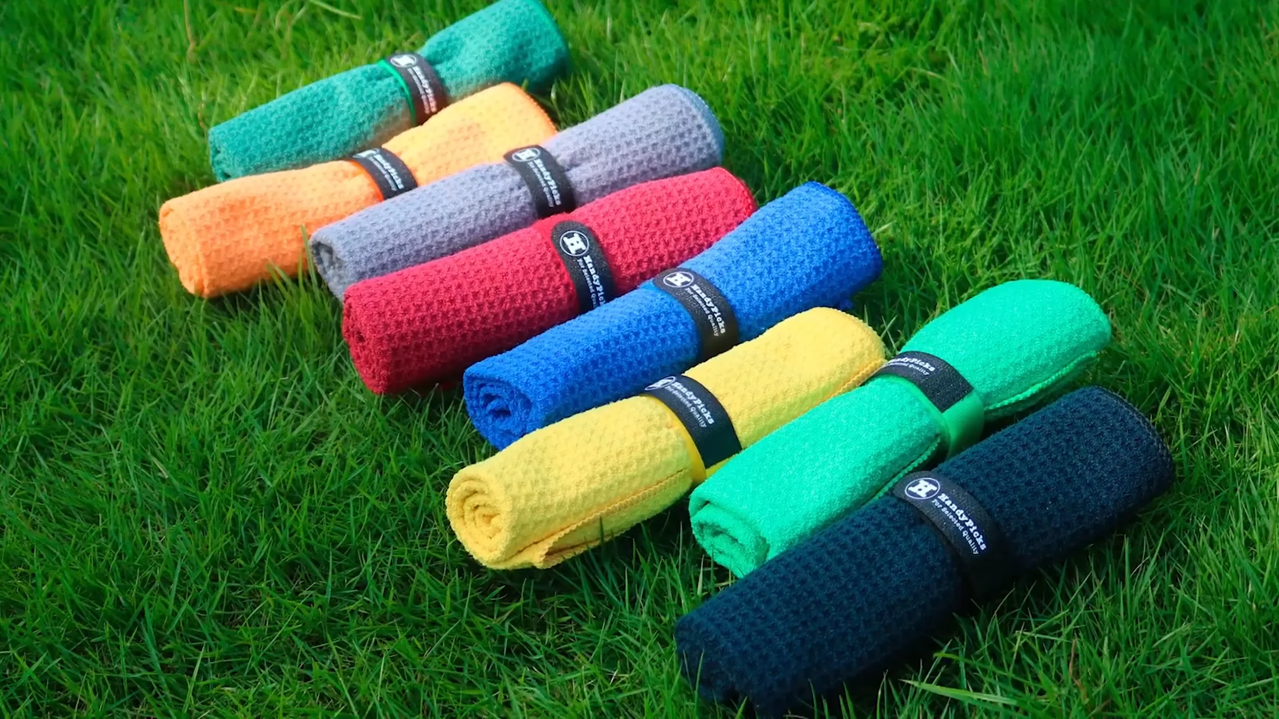 Microfiber Waffle Pattern Golf Towel Loop Fastener Golf Cleaningtowel