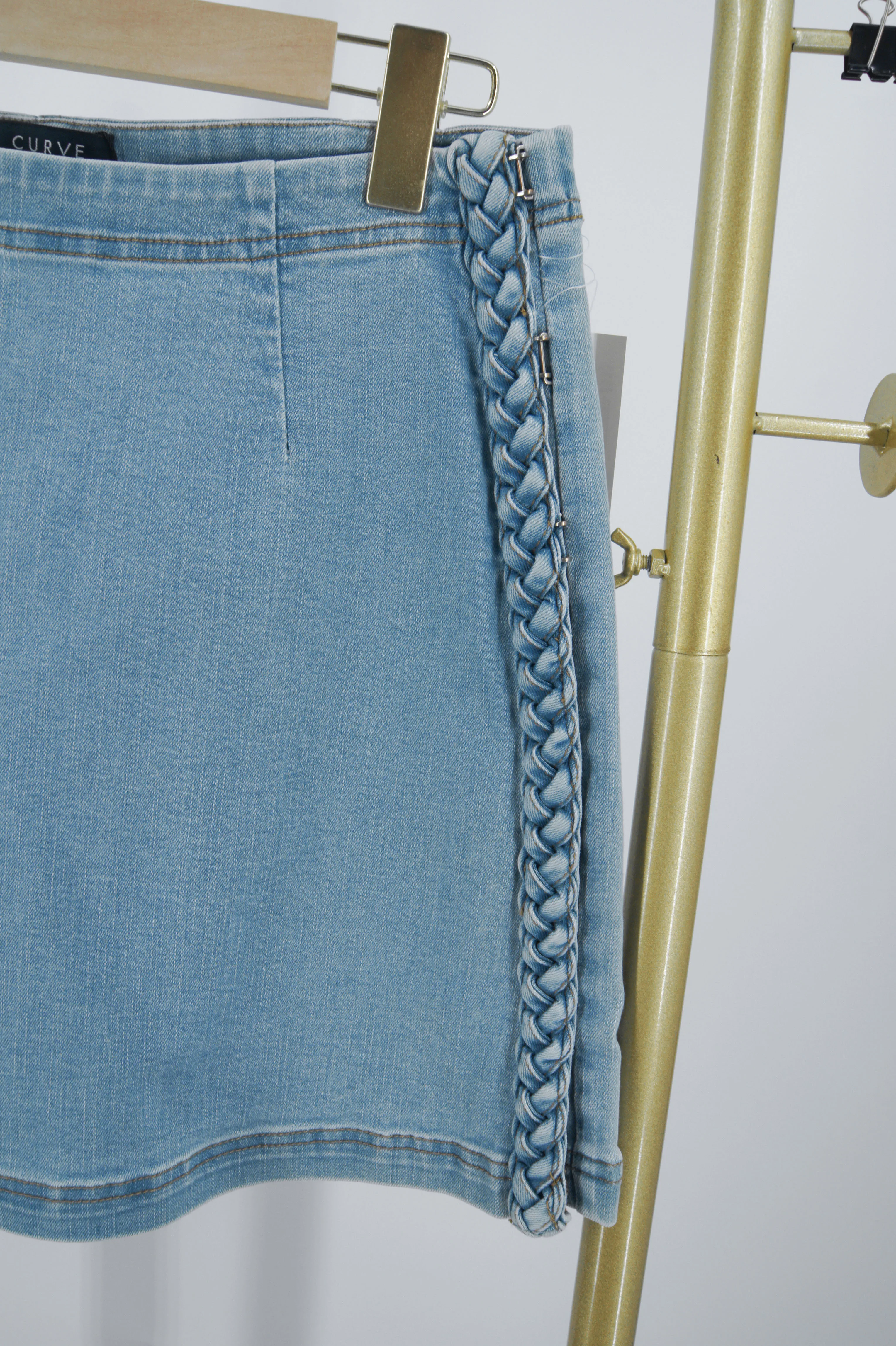 High-waisted, Form-fitting Stretch Denim Shorts