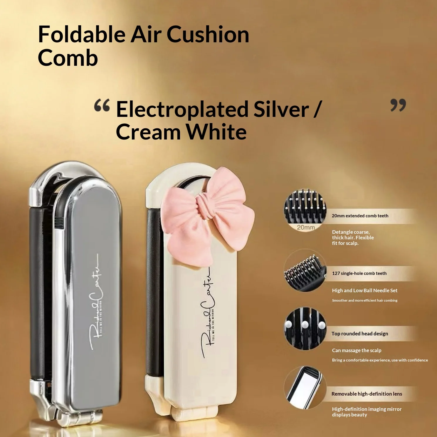 2026 Popular Portable Travel 2 in 1 Plastic Hair Comb Mirror Home Use Gift Folding Pocket Mini Makeup Mirror