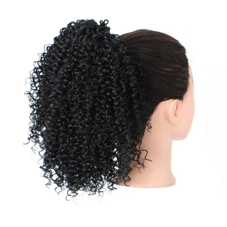 Drawstring Ponytail Afro Kinky Curly Ponytail Extension 8 Inch Synthetic Curly Ponytail Hair Heat Resistant Clip in