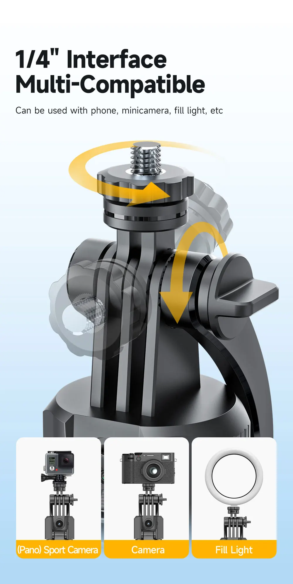 OUTSTANDING TT07 Auto Facial Tracking Telescopic Foldable Aluminum Alloy Selfie Stick 360 Rotation 69.3" Tripod Remote Gesture