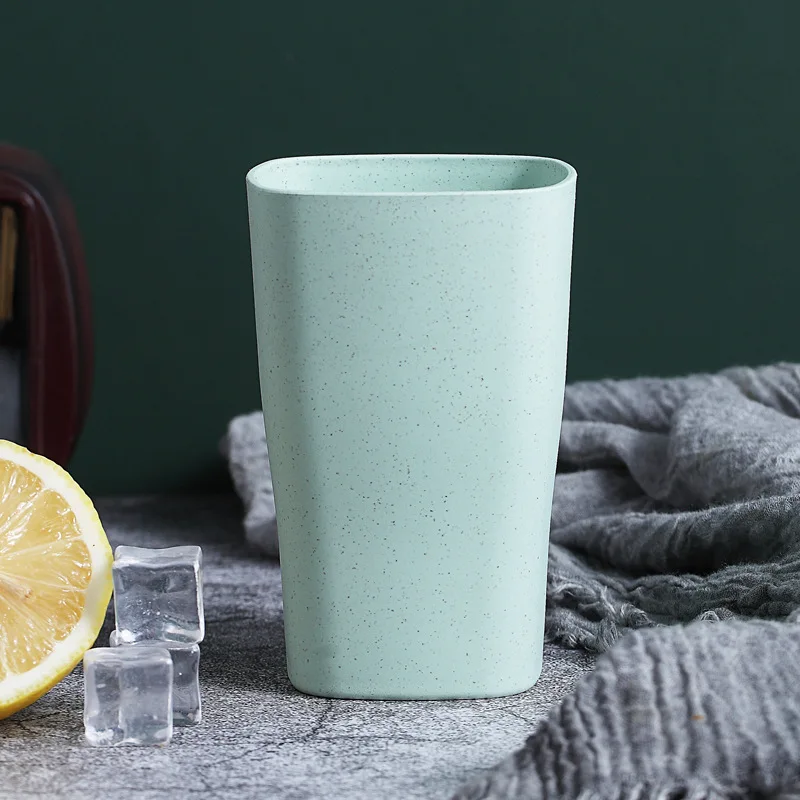 Оптовая продажа, пшеничная солома, экологически чистые квадратные чашки для питьевой воды, кофе, молока с логотипом клиента