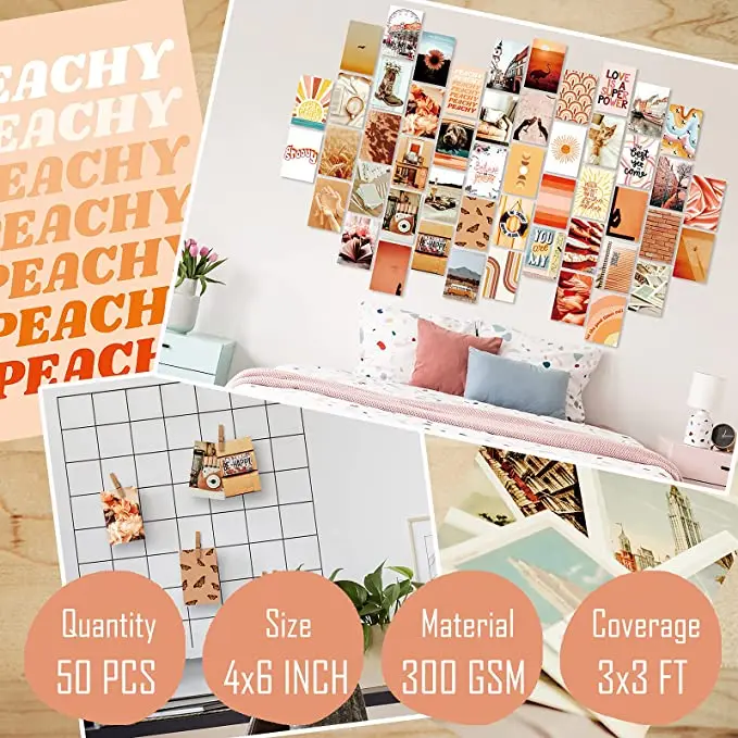 LA MAISON COZY Boho Wand-Collage Set - 50 Teile, Je 10,2 X 15,2 Cm, Vintage-Poster Fürs Zimmer
