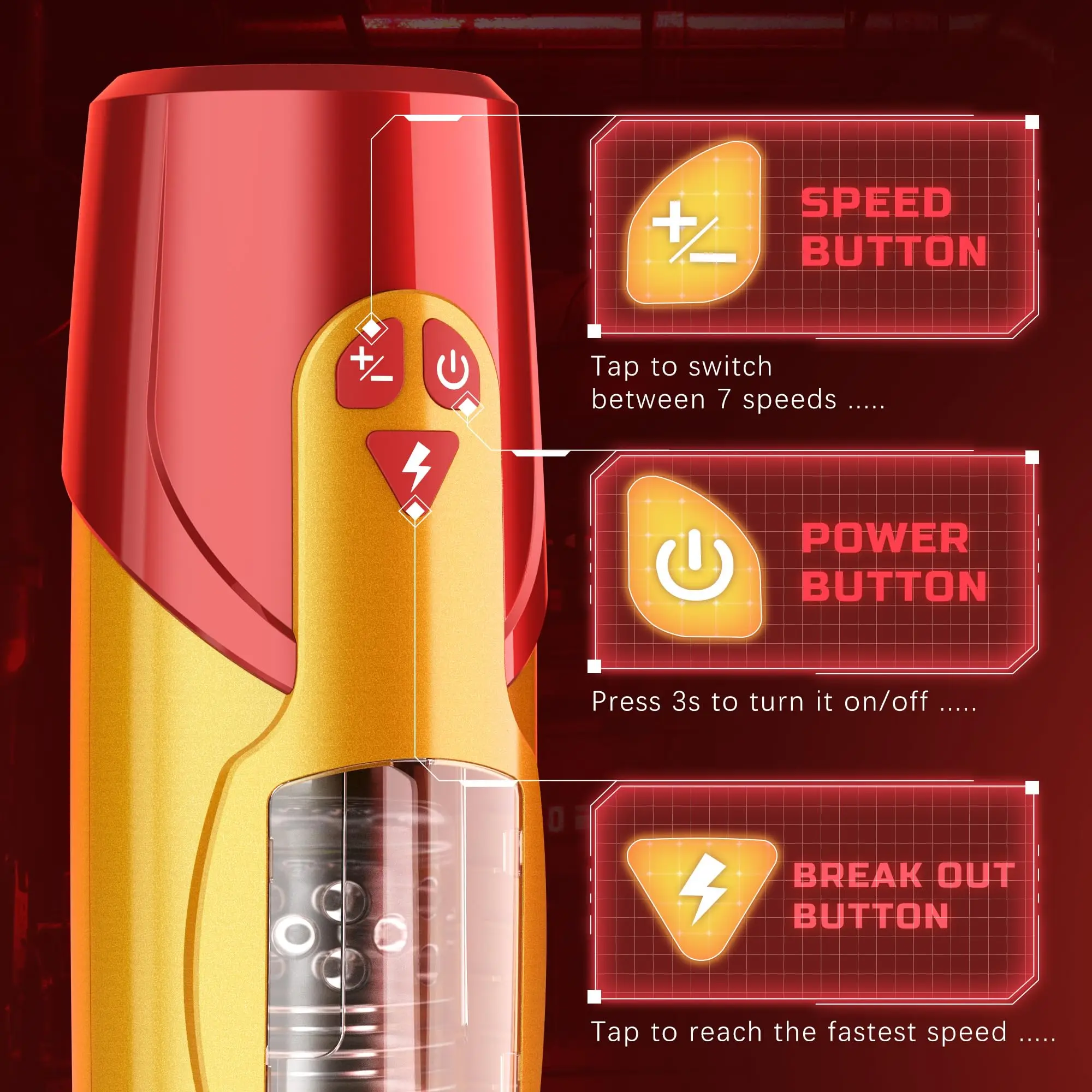 Dark Knight Realistic Pocket Pussy Men Stroker Sex Machine Rotating Thrusting Automatic Male Masturbation Cup with Suction Base