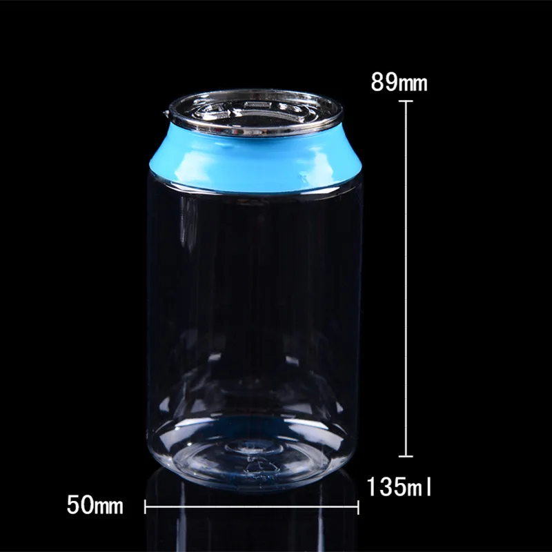 Factory Price Bulk Order 90ml 135ml Soda Can Bottle for Edible Flower Powder PET Candy Gummy Packaging Plastic Jar With Lid