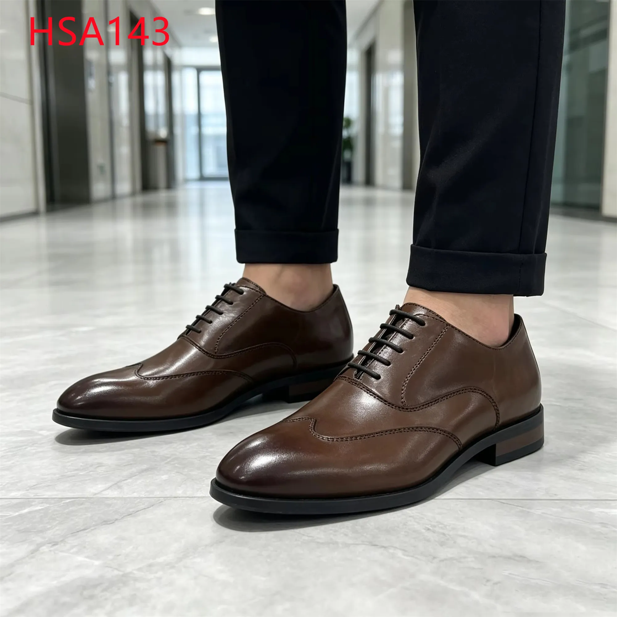 LXG,Holiday Dinner Dress Shoes Neckline with Brogue Carving Factory Price sharp Toe Style Hua Singh Men Leather Shoes HSA143