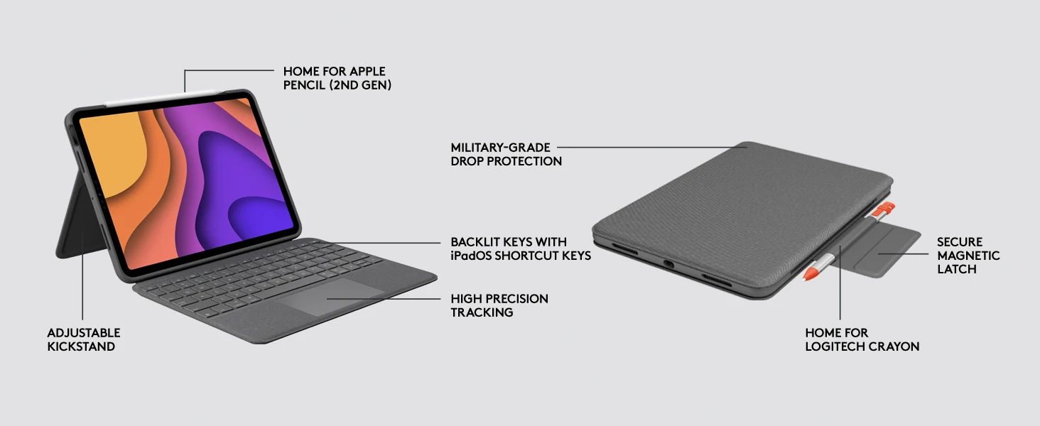 product touch case for ipad air 11inch m2 m3 ipad air 4th and 5th generationwith trackpad and smart connector backlit and foldable-11