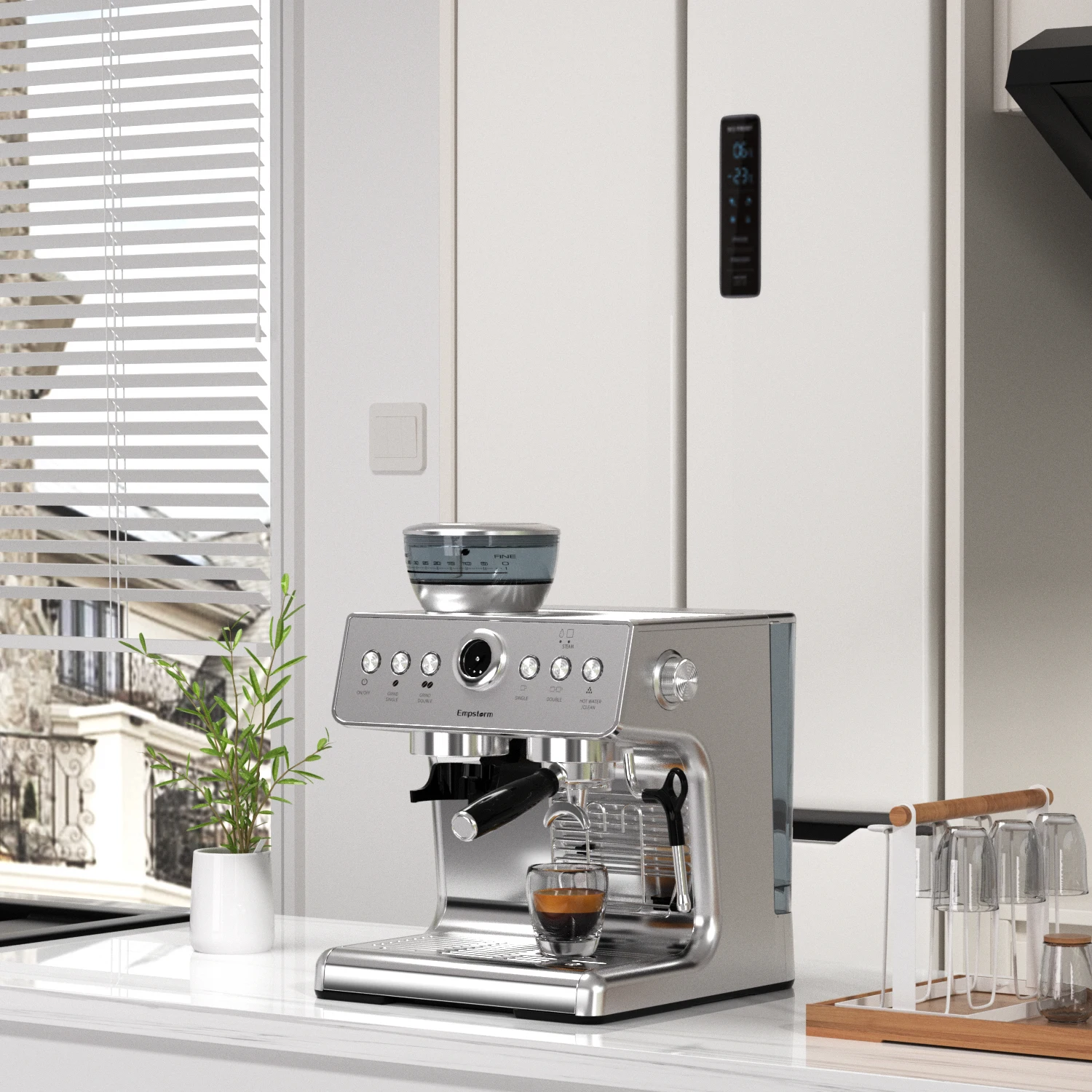 Multifunctional Espresso Machine a Professional Machine With Grinder and Low Noise for the Home Office